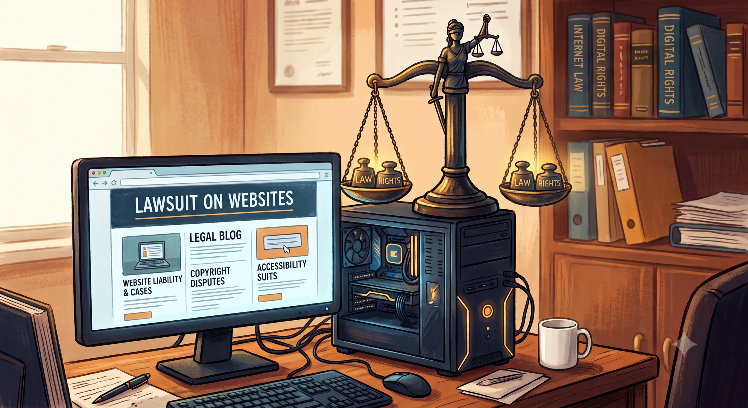 scales of justice on a computer